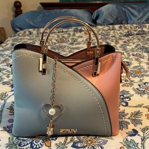 Pink and Gray Crossbody Bag